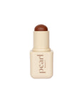 A pearl beauty lip balm stick with a warm brown formula visible at the top of a cream-colored tube, centered on a plain white background.