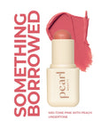 Something Borrowed swatch pink peach blush stick by Pearl Beauty