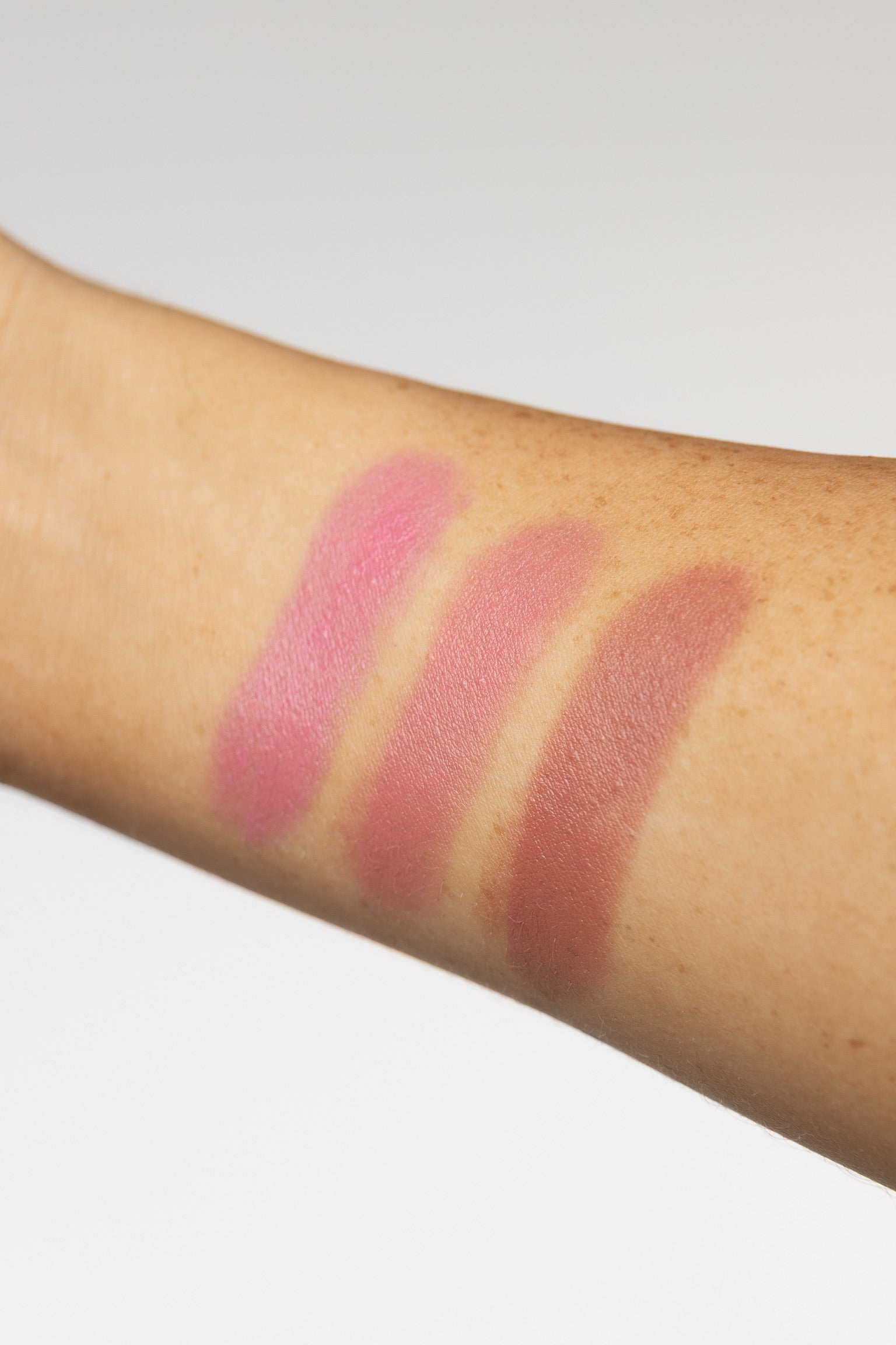 Swatch of Pearl Beauty Put Together Something Borrowed Girl Next Door Trio lip &amp; face stick cream blush wearable everyday makeup